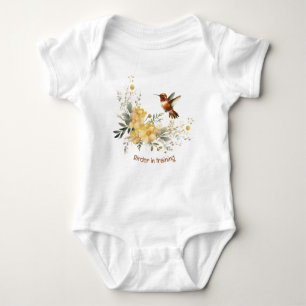 Body Para Bebê Cóta Aquarela Hummingbird Diversão Citação Birder