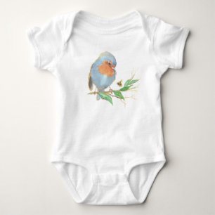 Body Para Bebê Cóta Aquarela Inglês Robin Birds & Bee