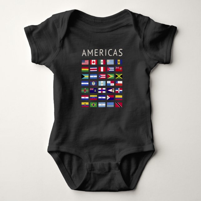 Body Para Bebê Country Flags Americas National Flags America (Frente)