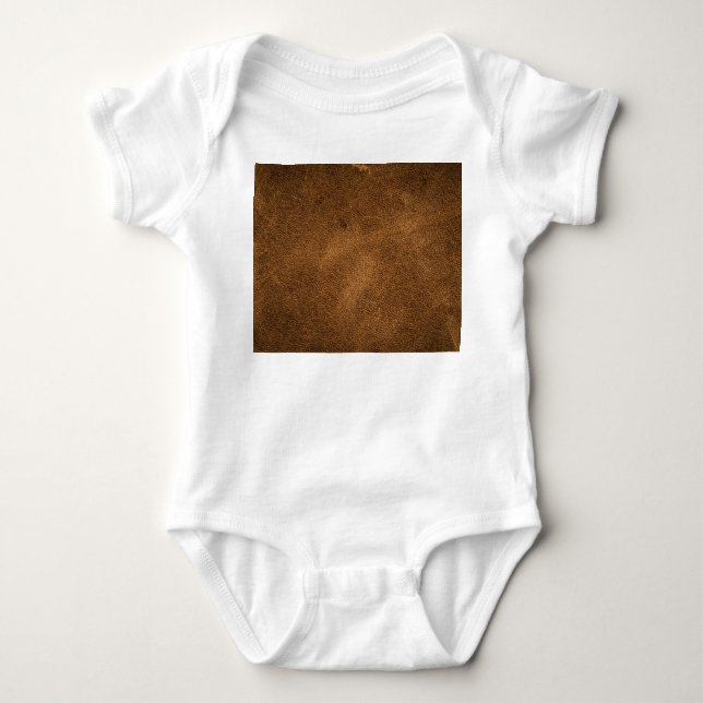 Body Para Bebê Couro Marrom Antigo: Fundo Texturizado (Frente)