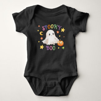 Body Para Bebê Covarde Negro Negro Spooky Cresce - Bebê do Hallow