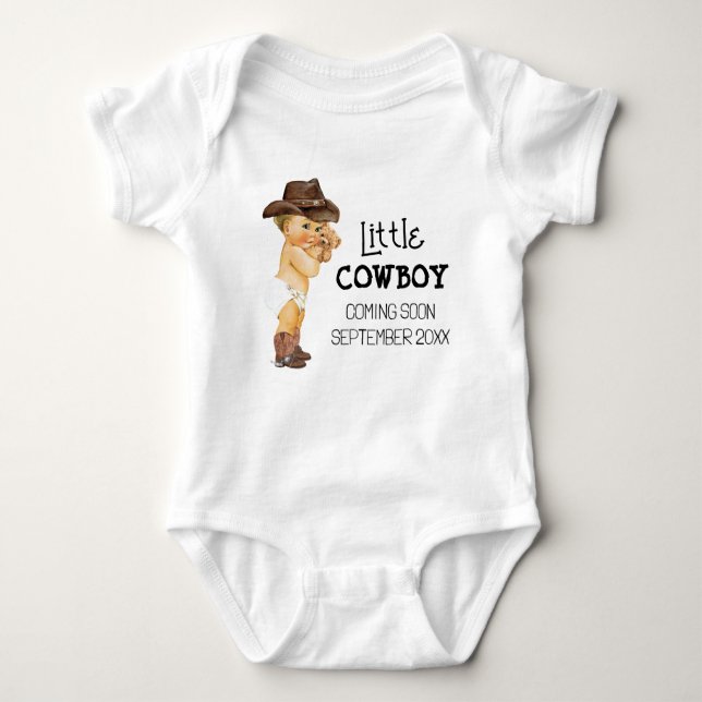 Body Para Bebê Cowboy Brevemente Anunciando Gravidez (Frente)