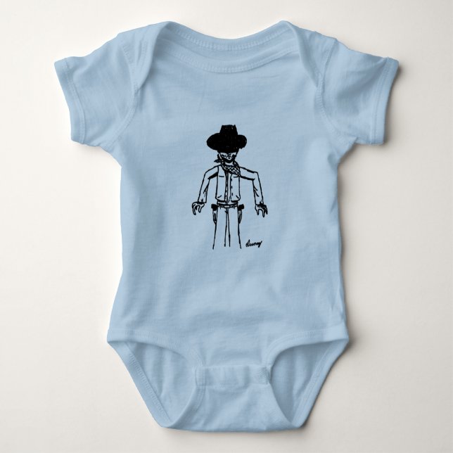Body Para Bebê Cowboy Sketch Criança Creeper (Frente)