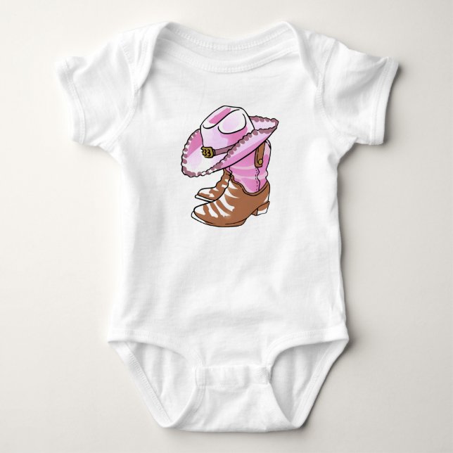 Body Para Bebê Cowgirl Boots and Hat (Frente)