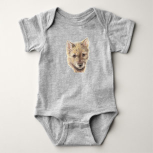 Body Para Bebê Cozinha Aquática Wolf Cub Pup Woodland Arte Animal