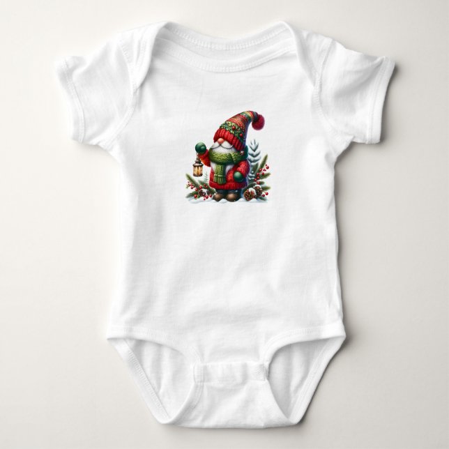 Body Para Bebê Cozy Christmas Gnome Art – Festive Holiday (Frente)