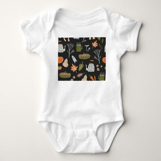 Body Para Bebê Cozy Fall Elements: Padrão Quente. (Frente)