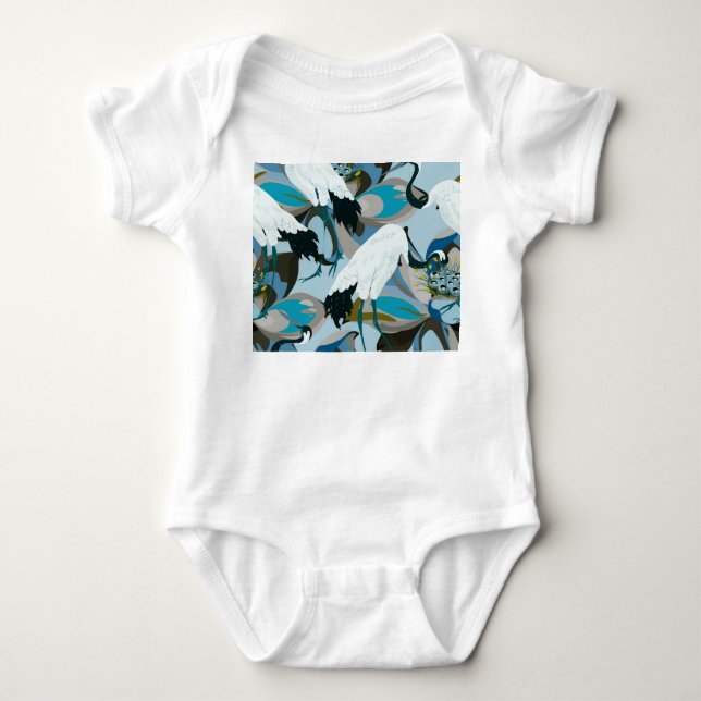 Body Para Bebê Crane & Lotus: Abstrato Vintage (Frente)