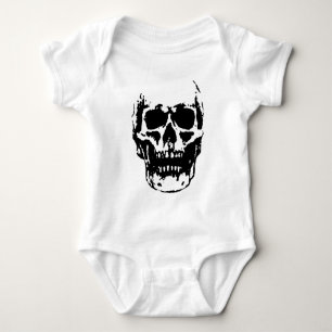 Body Para Bebê Cranio Arte Pop Preto Branco