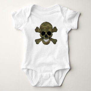 Body Para Bebê Crânio De Camuflagem E Crossbones