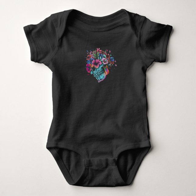 Body Para Bebê Crânio de Flor (Frente)