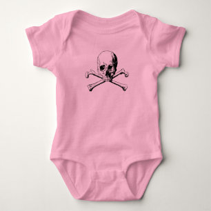 Body Para Bebê Crânio e Crossbones Pirata Jolly Roger