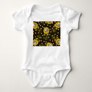 Body Para Bebê Crânios De Girassol: Padrão Único Sem Olho.