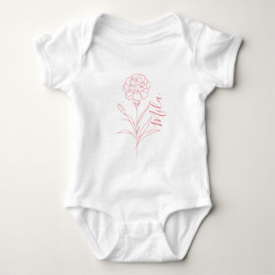 Body Para Bebê Cravo de Janeiro Personalizado Flor de Nascimento