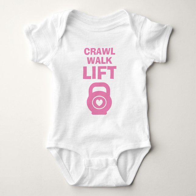 Body Para Bebê CRAWL CAMINHAR LEVANTAR cute kettlebell rosa bebê  (Frente)