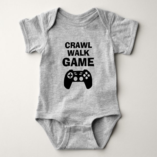 Body Para Bebê CRAWL WALK GAME fun baby bodysuit for future gamer (Frente)