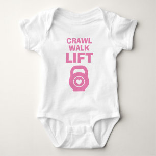 Body Para Bebê CRAWL WALK LEVANTAR uma roupa de bebê rosa-chaleir