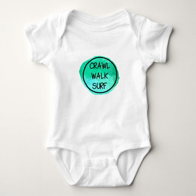 Body Para Bebê Crawl Walk Surf com Emblem Verde (Frente)