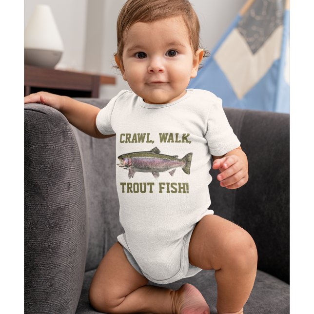 Body Para Bebê Crawl Walt Trout Fish Engraçado Bebê Pesca (Criador carregado)
