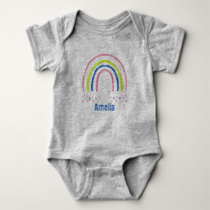 Body Para Bebê Crayon Rainbow Confetti Personalizado