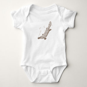 Body Para Bebê Creeper/t-shirt marrons do bebê de Platypus
