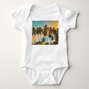 Body Para Bebê Crepúsculo tropical: Palma de coco Silhouette