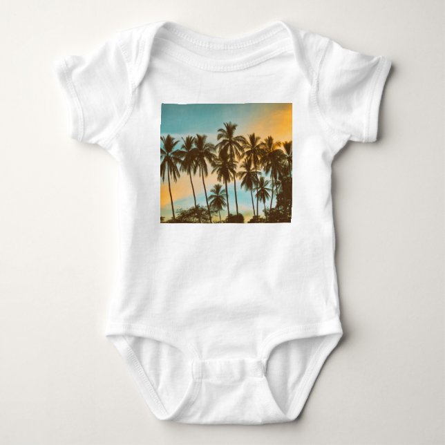 Body Para Bebê Crepúsculo tropical: Palma de coco Silhouette (Frente)