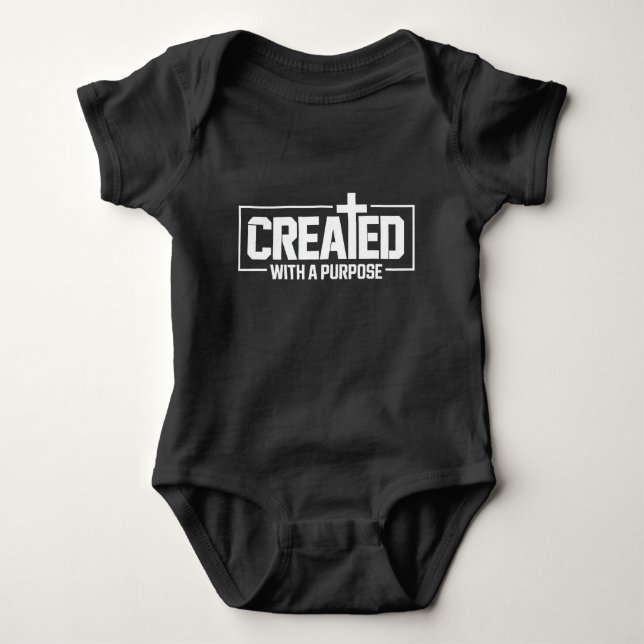 Body Para Bebê Criado Com Um Propósito Bíblia Cristã Abençoada  (Frente)