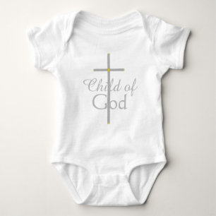 Body Para Bebê Criança de Deus Silver Dourado Cross Baby Shirt