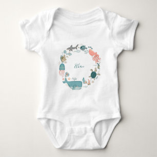 Body Para Bebê Crianças Sob O Nome Personalizado Do Mar Aquarela
