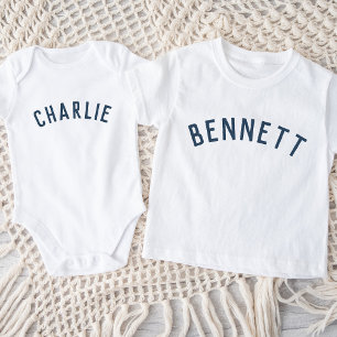 Body Para Bebê Crianças - Teto de Nome Personalizado Azul Marin