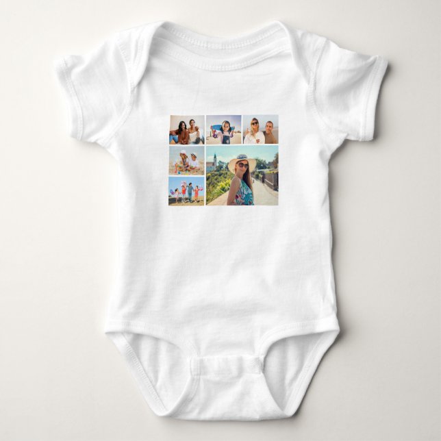 Body Para Bebê Crie a sua própria cor editável da colagem de foto (Frente)