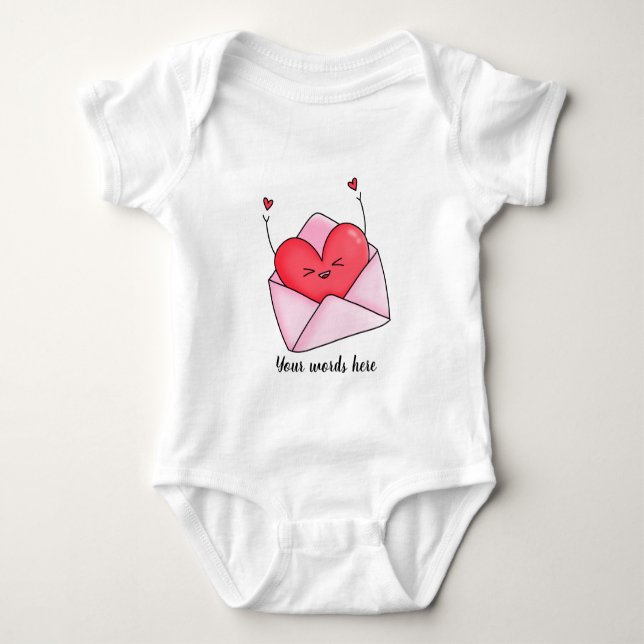 Body Para Bebê Crie sua própria carta de amor Kawaii (Frente)