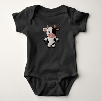 Body Para Bebê Crochet Black and White Cow