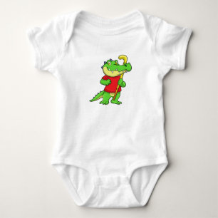 Body Para Bebê Crocodilo no hóquei em campo com Stick