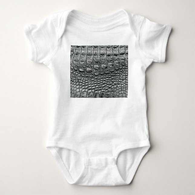 Body Para Bebê Crocodilo Noir: Preto Couro Mito (Frente)