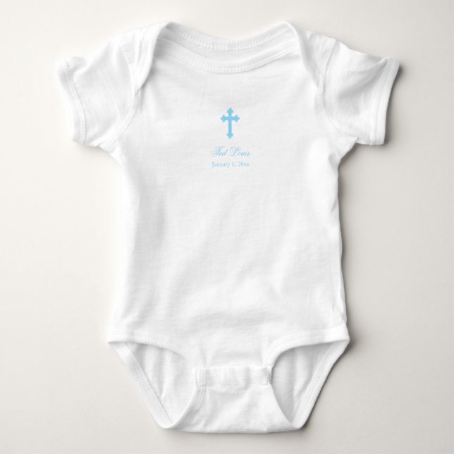Body Para Bebê Cruz Azul | Boy Christening (Frente)