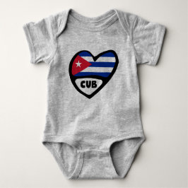 Body Para Bebê Cuba Country Code Flag Heart, CUB