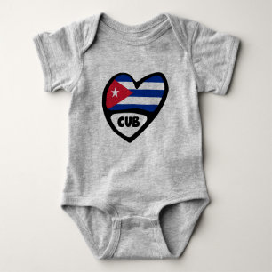 Body Para Bebê Cuba Country Code Flag Heart, CUB