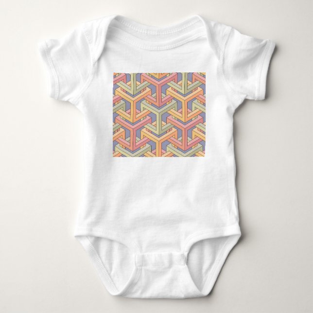 Body Para Bebê Cubos 3D, Padrão De Ilusão Óptica. (Frente)
