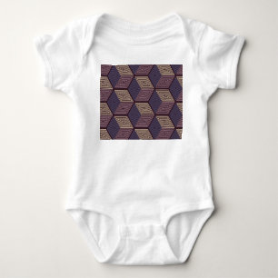 Body Para Bebê Cubos Roxos: Vintage Geométrico Sem Costura