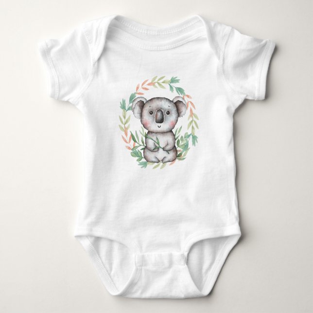 Body Para Bebê Cuja Folha de Urso de Koala Cura Wreath Bebê Bodyf (Frente)