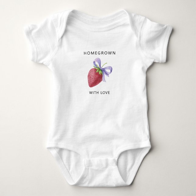 Body Para Bebê Cultivado com amor - Morango com laço - (Frente)