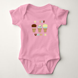 Body Para Bebê Cupcake de Gato de Verão Bonito