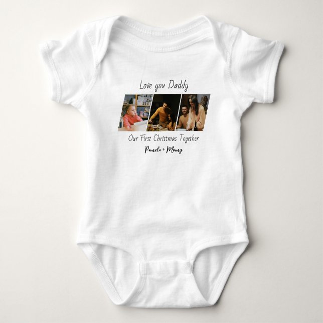 Body Para Bebê Custom Christmas Photo Baby Bodysuit  (Frente)