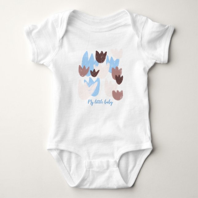 Body Para Bebê Custom name baby boy spring floral  (Frente)