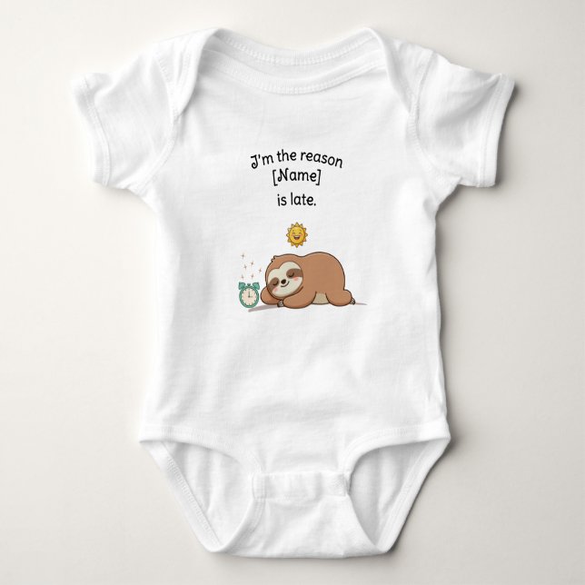 Body Para Bebê Custom Name Funny Sloth - I’m the Reason We’re Lat (Frente)