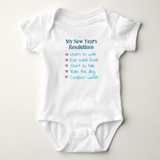 Body Para Bebê Custom New Year's Resolutions, Boy, Funny    (Frente)
