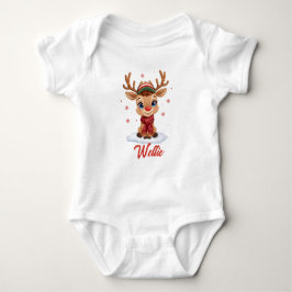 Body Para Bebê Custom Reindeer Christmas Baby Bodysuit Name