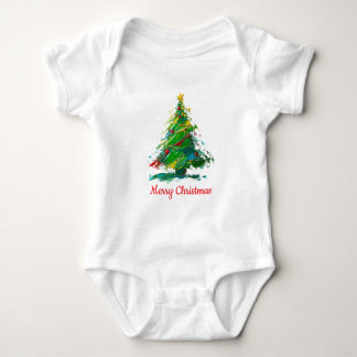 Body Para Bebê Customisable Xmas Tree Oil Painting Shortsleeve